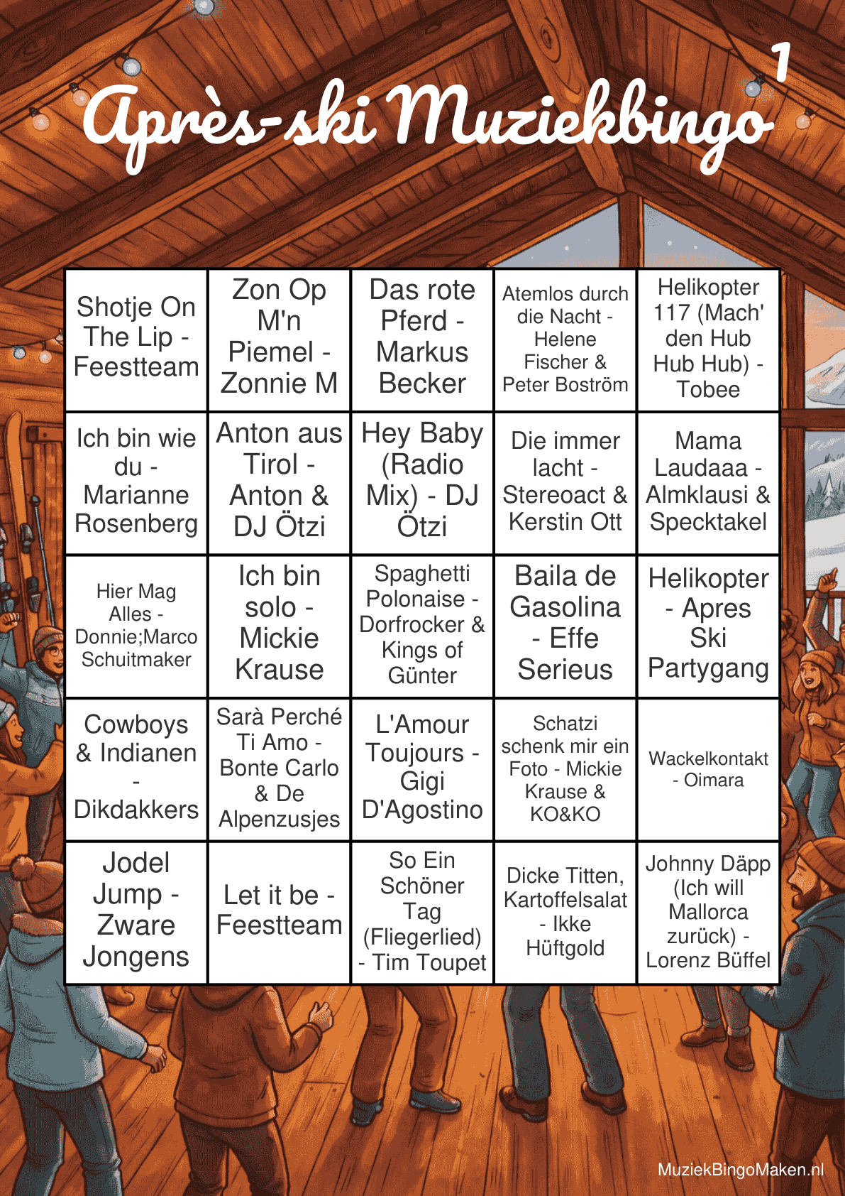 Après-Ski Music Bingo