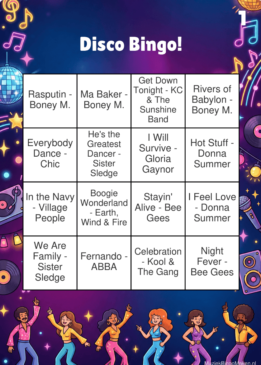 Disco Music Bingo