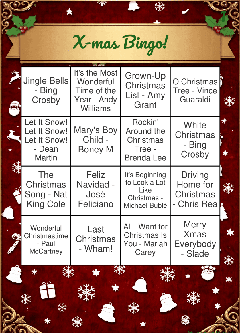 Christmas Music Bingo